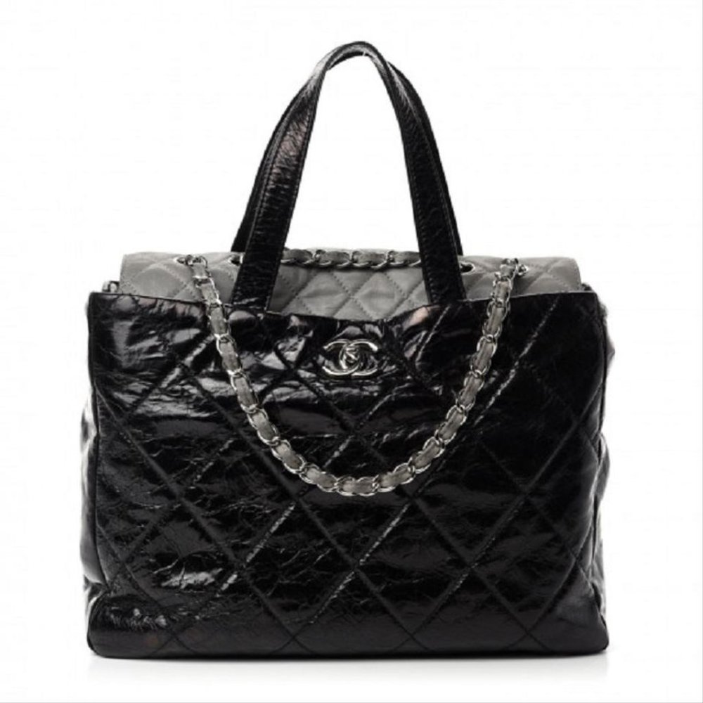 CHANEL PORTOBELLO HANDBAG IN GREY/ BLACK LEATHER